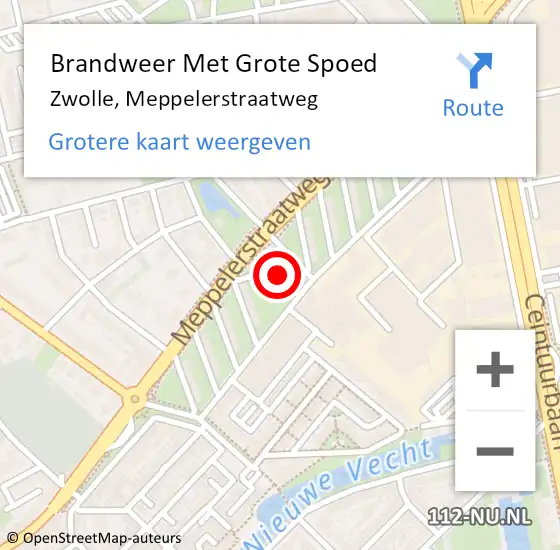 Locatie op kaart van de 112 melding: Brandweer Met Grote Spoed Naar Zwolle, Meppelerstraatweg op 3 november 2023 18:53