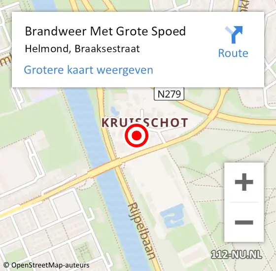 Locatie op kaart van de 112 melding: Brandweer Met Grote Spoed Naar Helmond, Braaksestraat op 3 november 2023 18:55