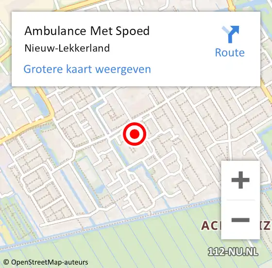 Locatie op kaart van de 112 melding: Ambulance Met Spoed Naar Nieuw-Lekkerland op 3 november 2023 19:33