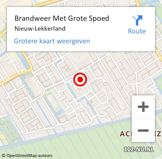 Locatie op kaart van de 112 melding: Brandweer Met Grote Spoed Naar Nieuw-Lekkerland op 3 november 2023 19:34