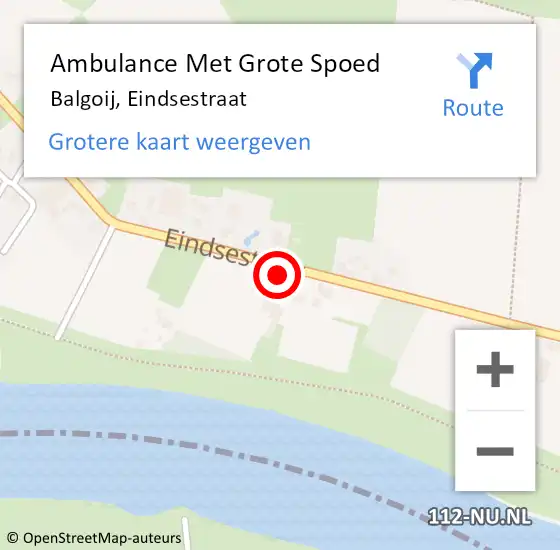 Locatie op kaart van de 112 melding: Ambulance Met Grote Spoed Naar Balgoij, Eindsestraat op 13 september 2014 22:32