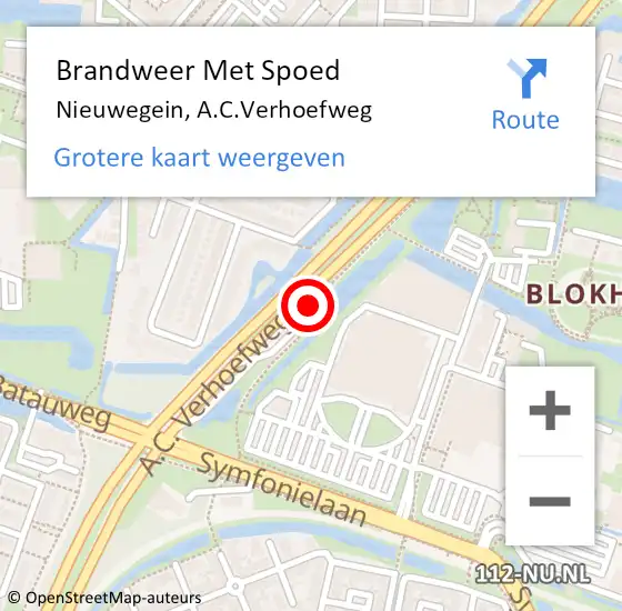 Locatie op kaart van de 112 melding: Brandweer Met Spoed Naar Nieuwegein, A.C.Verhoefweg op 3 november 2023 20:31