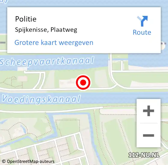 Locatie op kaart van de 112 melding: Politie Spijkenisse, Plaatweg op 3 november 2023 20:43