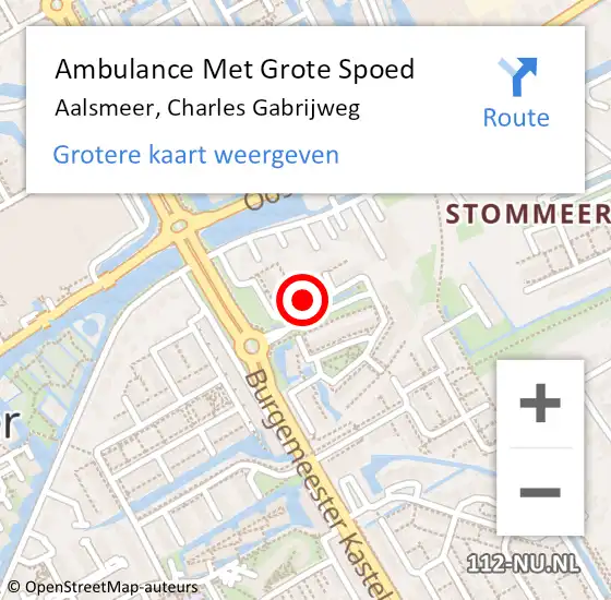 Locatie op kaart van de 112 melding: Ambulance Met Grote Spoed Naar Aalsmeer, Charles Gabrijweg op 3 november 2023 21:01