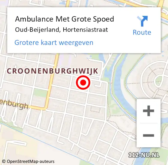 Locatie op kaart van de 112 melding: Ambulance Met Grote Spoed Naar Oud-Beijerland, Hortensiastraat op 3 november 2023 21:05