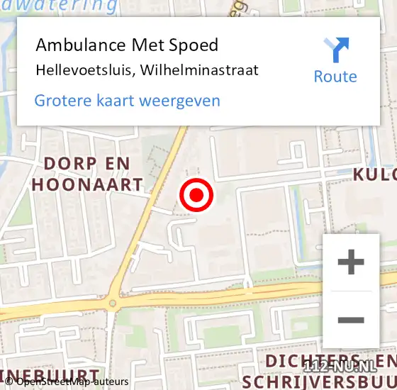 Locatie op kaart van de 112 melding: Ambulance Met Spoed Naar Hellevoetsluis, Wilhelminastraat op 3 november 2023 21:18