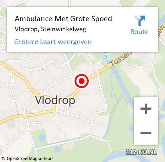 Locatie op kaart van de 112 melding: Ambulance Met Grote Spoed Naar Vlodrop, Steinwinkelweg op 13 september 2014 22:46