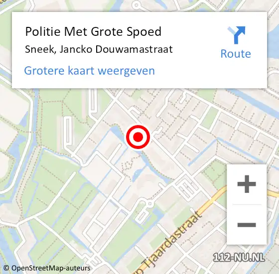Locatie op kaart van de 112 melding: Politie Met Grote Spoed Naar Sneek, Jancko Douwamastraat op 3 november 2023 21:37