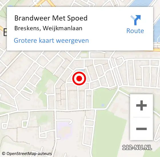 Locatie op kaart van de 112 melding: Brandweer Met Spoed Naar Breskens, Weijkmanlaan op 3 november 2023 21:42