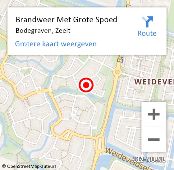 Locatie op kaart van de 112 melding: Brandweer Met Grote Spoed Naar Bodegraven, Zeelt op 3 november 2023 21:51