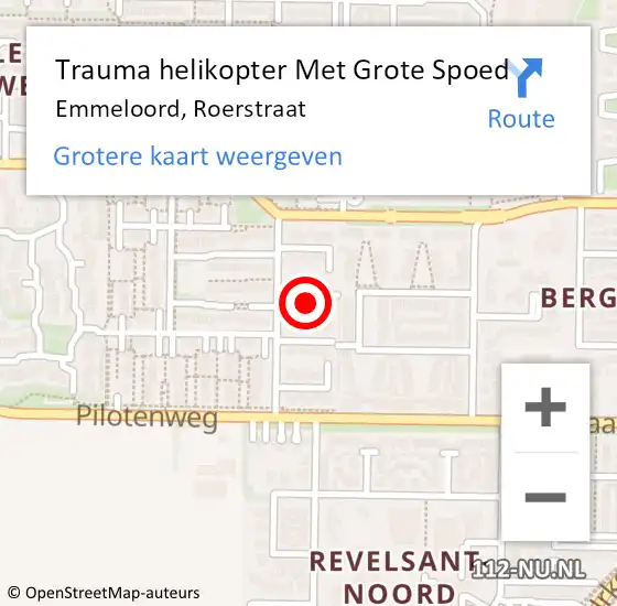 Locatie op kaart van de 112 melding: Trauma helikopter Met Grote Spoed Naar Emmeloord, Roerstraat op 3 november 2023 22:03