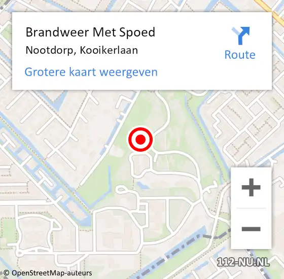 Locatie op kaart van de 112 melding: Brandweer Met Spoed Naar Nootdorp, Kooikerlaan op 3 november 2023 22:03