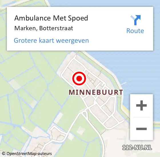 Locatie op kaart van de 112 melding: Ambulance Met Spoed Naar Marken, Botterstraat op 3 november 2023 22:11