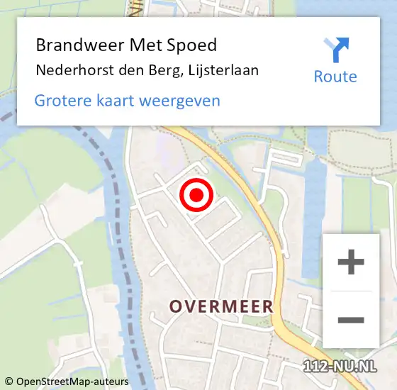 Locatie op kaart van de 112 melding: Brandweer Met Spoed Naar Nederhorst den Berg, Lijsterlaan op 3 november 2023 22:17