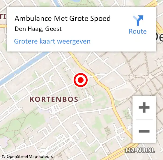 Locatie op kaart van de 112 melding: Ambulance Met Grote Spoed Naar Den Haag, Geest op 3 november 2023 22:25