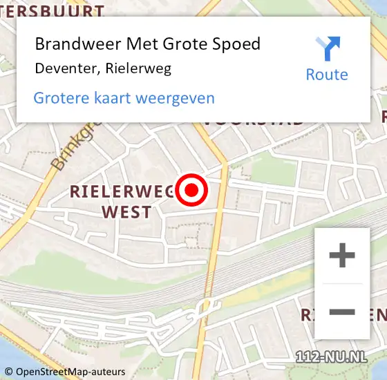 Locatie op kaart van de 112 melding: Brandweer Met Grote Spoed Naar Deventer, Rielerweg op 3 november 2023 22:25