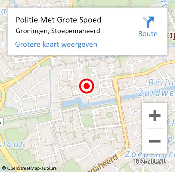 Locatie op kaart van de 112 melding: Politie Met Grote Spoed Naar Groningen, Stoepemaheerd op 3 november 2023 22:41