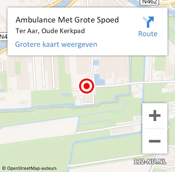 Locatie op kaart van de 112 melding: Ambulance Met Grote Spoed Naar Ter Aar, Oude Kerkpad op 3 november 2023 22:45