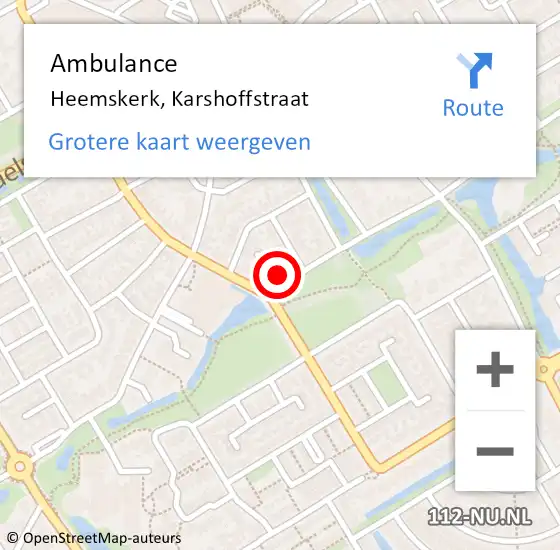 Locatie op kaart van de 112 melding: Ambulance Heemskerk, Karshoffstraat op 3 november 2023 22:50