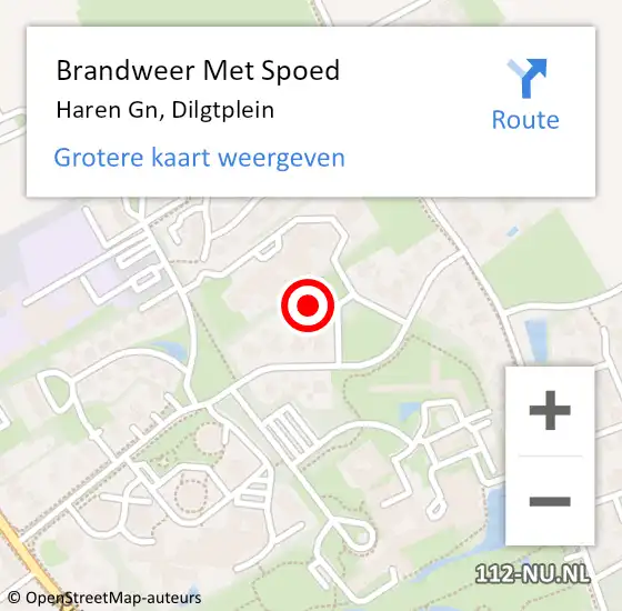 Locatie op kaart van de 112 melding: Brandweer Met Spoed Naar Haren Gn, Dilgtplein op 3 november 2023 23:10