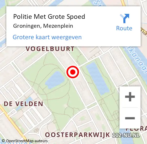 Locatie op kaart van de 112 melding: Politie Met Grote Spoed Naar Groningen, Mezenplein op 3 november 2023 23:55