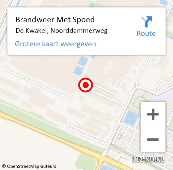 Locatie op kaart van de 112 melding: Brandweer Met Spoed Naar De Kwakel, Noorddammerweg op 3 november 2023 23:55