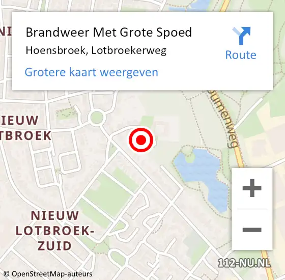 Locatie op kaart van de 112 melding: Brandweer Met Grote Spoed Naar Hoensbroek, Lotbroekerweg op 4 november 2023 00:17