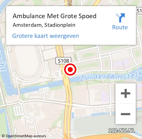 Locatie op kaart van de 112 melding: Ambulance Met Grote Spoed Naar Amsterdam, Stadionplein op 4 november 2023 00:32