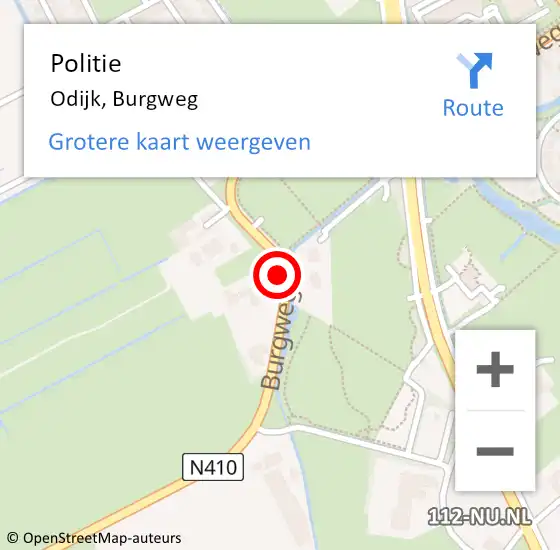 Locatie op kaart van de 112 melding: Politie Odijk, Burgweg op 13 september 2014 23:07