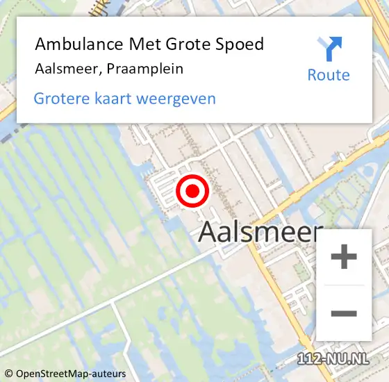 Locatie op kaart van de 112 melding: Ambulance Met Grote Spoed Naar Aalsmeer, Praamplein op 4 november 2023 01:11