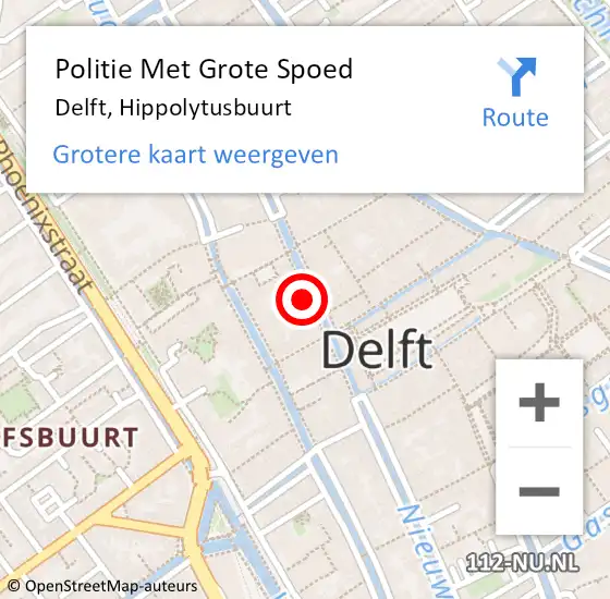 Locatie op kaart van de 112 melding: Politie Met Grote Spoed Naar Delft, Hippolytusbuurt op 4 november 2023 01:36