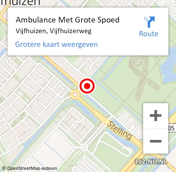 Locatie op kaart van de 112 melding: Ambulance Met Grote Spoed Naar Vijfhuizen, Vijfhuizerweg op 4 november 2023 01:41