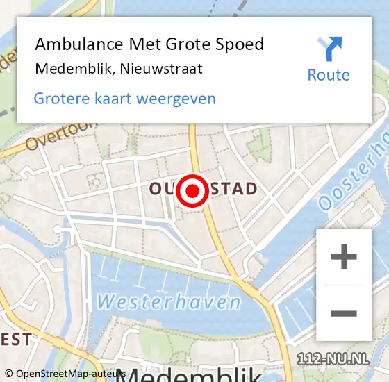 Locatie op kaart van de 112 melding: Ambulance Met Grote Spoed Naar Medemblik, Nieuwstraat op 4 november 2023 02:01