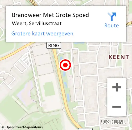 Locatie op kaart van de 112 melding: Brandweer Met Grote Spoed Naar Weert, Serviliusstraat op 4 november 2023 02:07