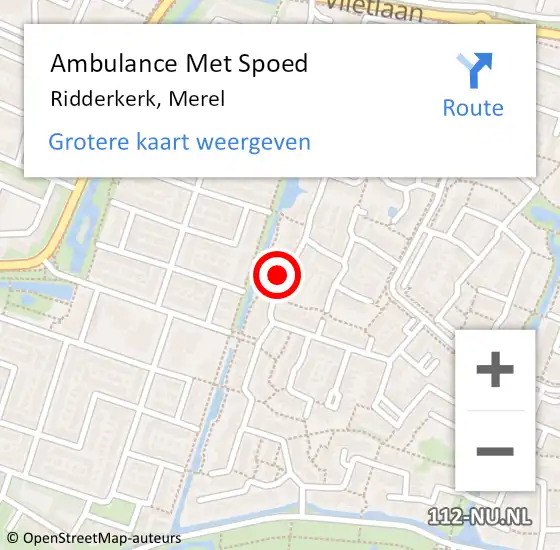 Locatie op kaart van de 112 melding: Ambulance Met Spoed Naar Ridderkerk, Merel op 4 november 2023 02:08