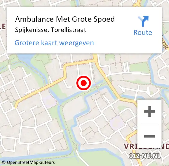 Locatie op kaart van de 112 melding: Ambulance Met Grote Spoed Naar Spijkenisse, Torellistraat op 4 november 2023 02:22
