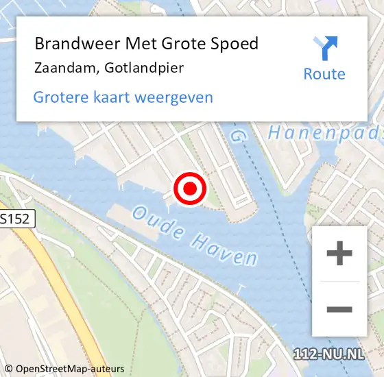 Locatie op kaart van de 112 melding: Brandweer Met Grote Spoed Naar Zaandam, Gotlandpier op 4 november 2023 04:39