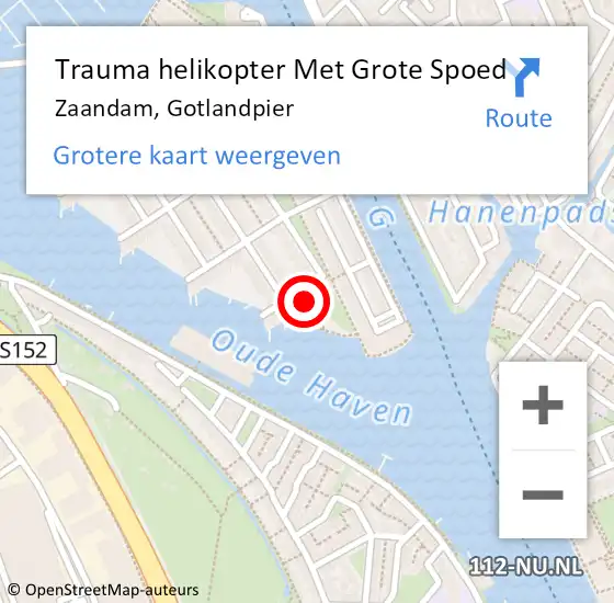 Locatie op kaart van de 112 melding: Trauma helikopter Met Grote Spoed Naar Zaandam, Gotlandpier op 4 november 2023 04:43