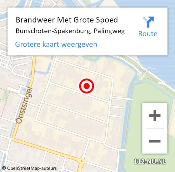 Locatie op kaart van de 112 melding: Brandweer Met Grote Spoed Naar Bunschoten-Spakenburg, Palingweg op 4 november 2023 06:59