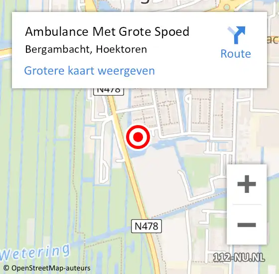 Locatie op kaart van de 112 melding: Ambulance Met Grote Spoed Naar Bergambacht, Hoektoren op 4 november 2023 07:05