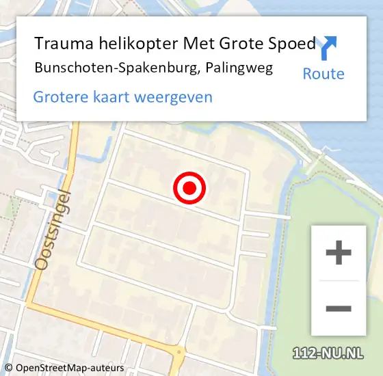 Locatie op kaart van de 112 melding: Trauma helikopter Met Grote Spoed Naar Bunschoten-Spakenburg, Palingweg op 4 november 2023 07:09