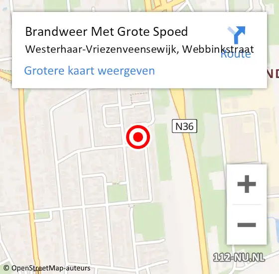 Locatie op kaart van de 112 melding: Brandweer Met Grote Spoed Naar Westerhaar-Vriezenveensewijk, Webbinkstraat op 4 november 2023 07:19