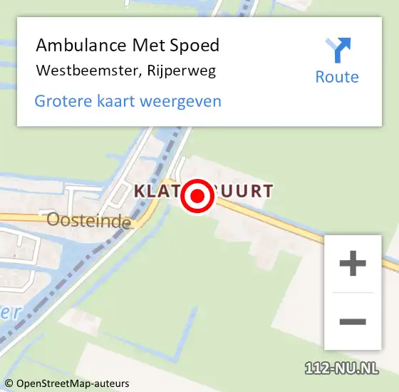 Locatie op kaart van de 112 melding: Ambulance Met Spoed Naar Westbeemster, Rijperweg op 4 november 2023 07:36