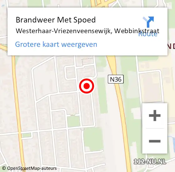 Locatie op kaart van de 112 melding: Brandweer Met Spoed Naar Westerhaar-Vriezenveensewijk, Webbinkstraat op 4 november 2023 07:37