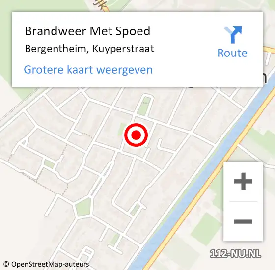 Locatie op kaart van de 112 melding: Brandweer Met Spoed Naar Bergentheim, Kuyperstraat op 4 november 2023 08:29