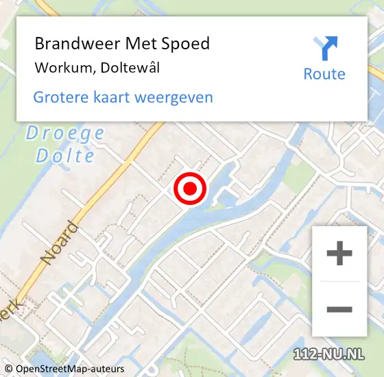 Locatie op kaart van de 112 melding: Brandweer Met Spoed Naar Workum, Doltewâl op 4 november 2023 09:16