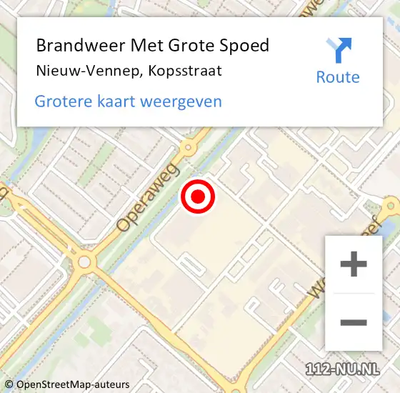 Locatie op kaart van de 112 melding: Brandweer Met Grote Spoed Naar Nieuw-Vennep, Kopsstraat op 4 november 2023 09:23