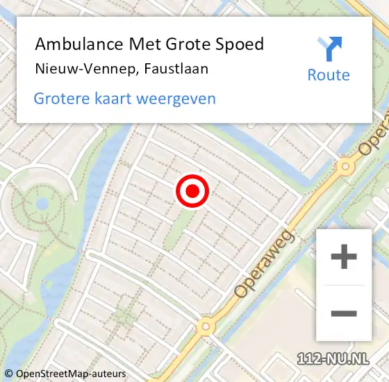 Locatie op kaart van de 112 melding: Ambulance Met Grote Spoed Naar Nieuw-Vennep, Faustlaan op 4 november 2023 09:48