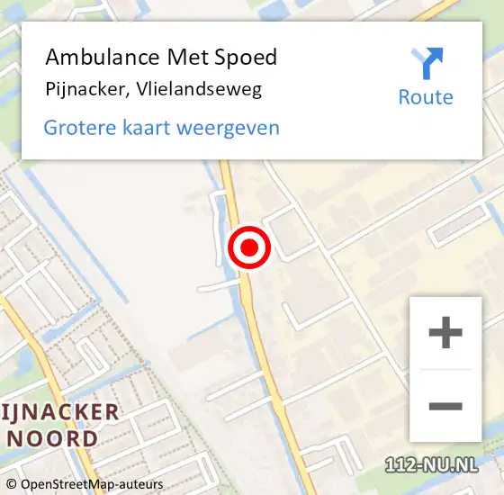 Locatie op kaart van de 112 melding: Ambulance Met Spoed Naar Pijnacker, Vlielandseweg op 4 november 2023 09:56