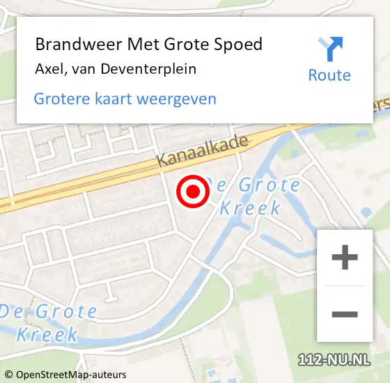 Locatie op kaart van de 112 melding: Brandweer Met Grote Spoed Naar Axel, van Deventerplein op 4 november 2023 10:07